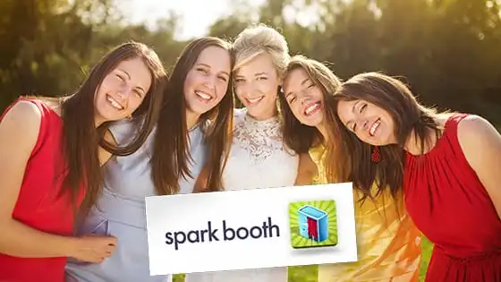 Bride and guests having fun with Sparkbooth